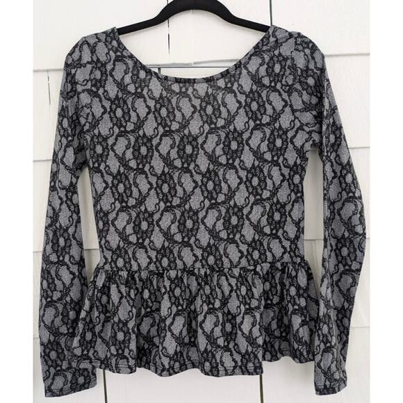 Lily Rose Women's Size Medium Top ~ Floral Print Scoop Neck Long Sleeve Peplum - Picture 4 of 8